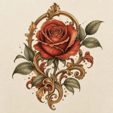 Example InkBolt result: neo-traditional rose in an ornate frame
